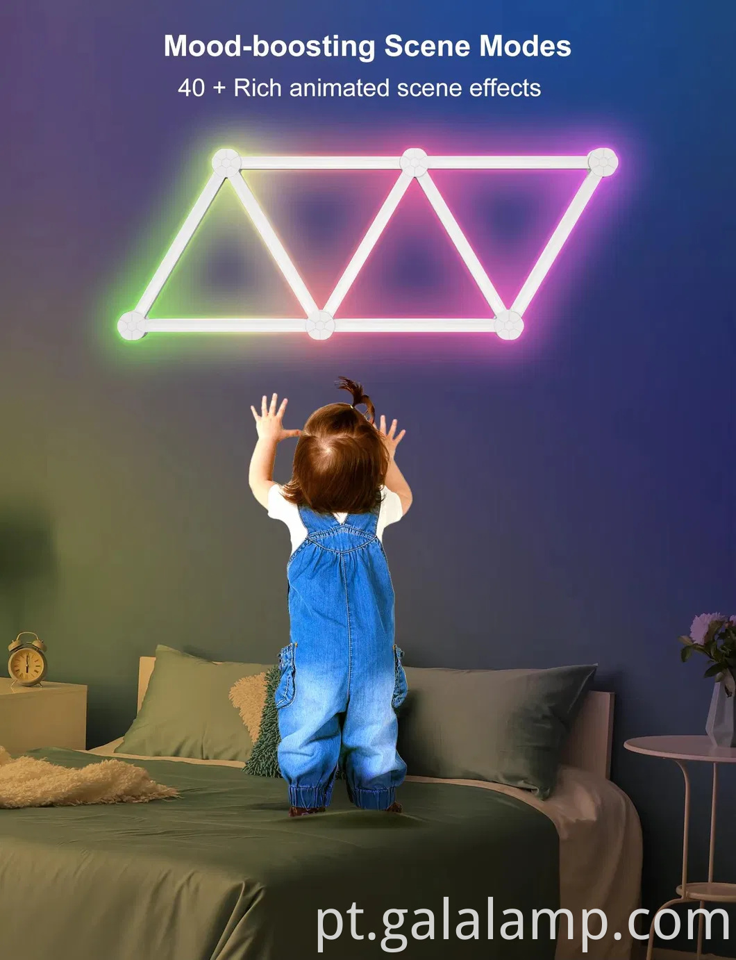 Lâmpada de parede segmentada RGB inteligente para jogos e decoração de casa